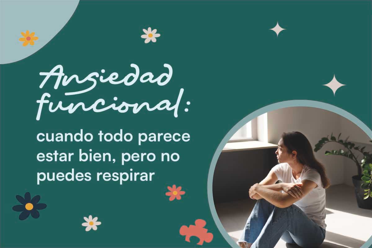 Mujer joven con expresión reflexiva mirando por la ventana, simbolizando la ansiedad funcional, con el logo de StayWell.